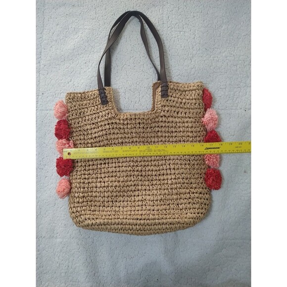 Blue Miami Straw Boho Summer Beach Bag - Picture 4 of 9